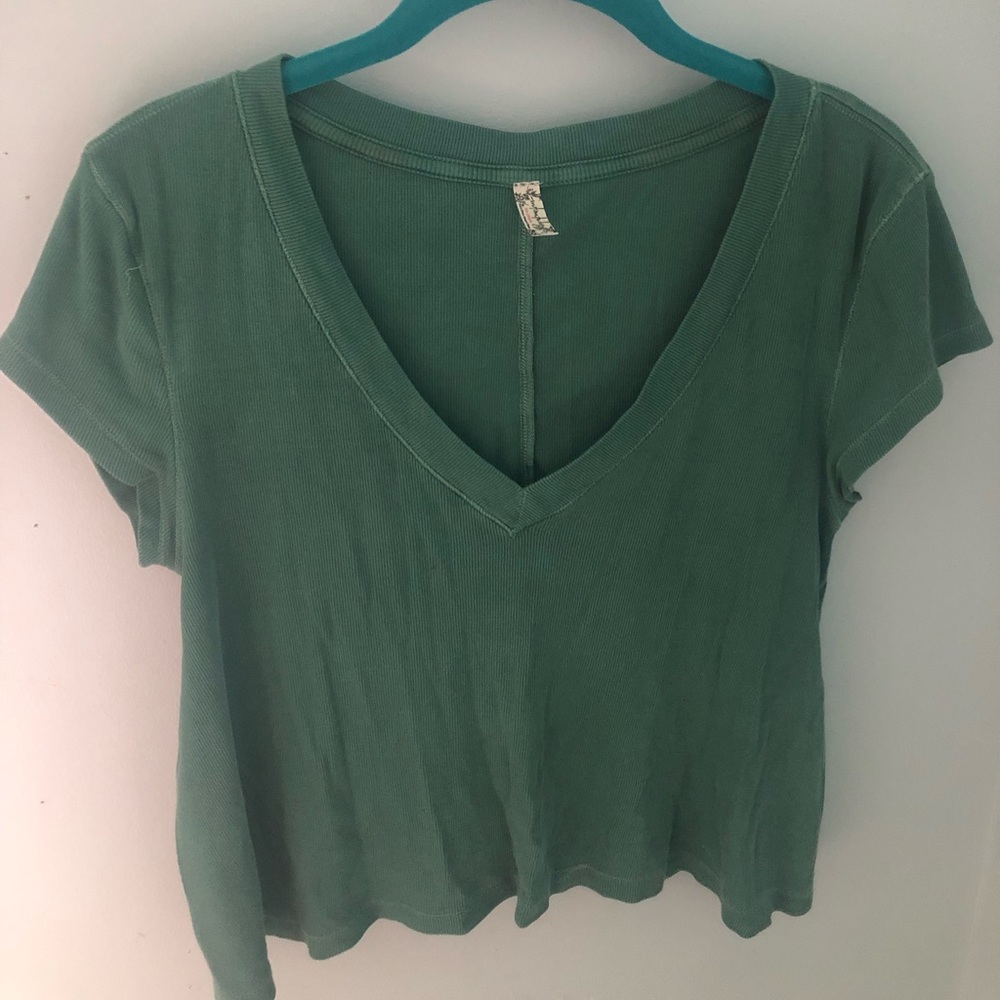 Free People Teal V-Neck
